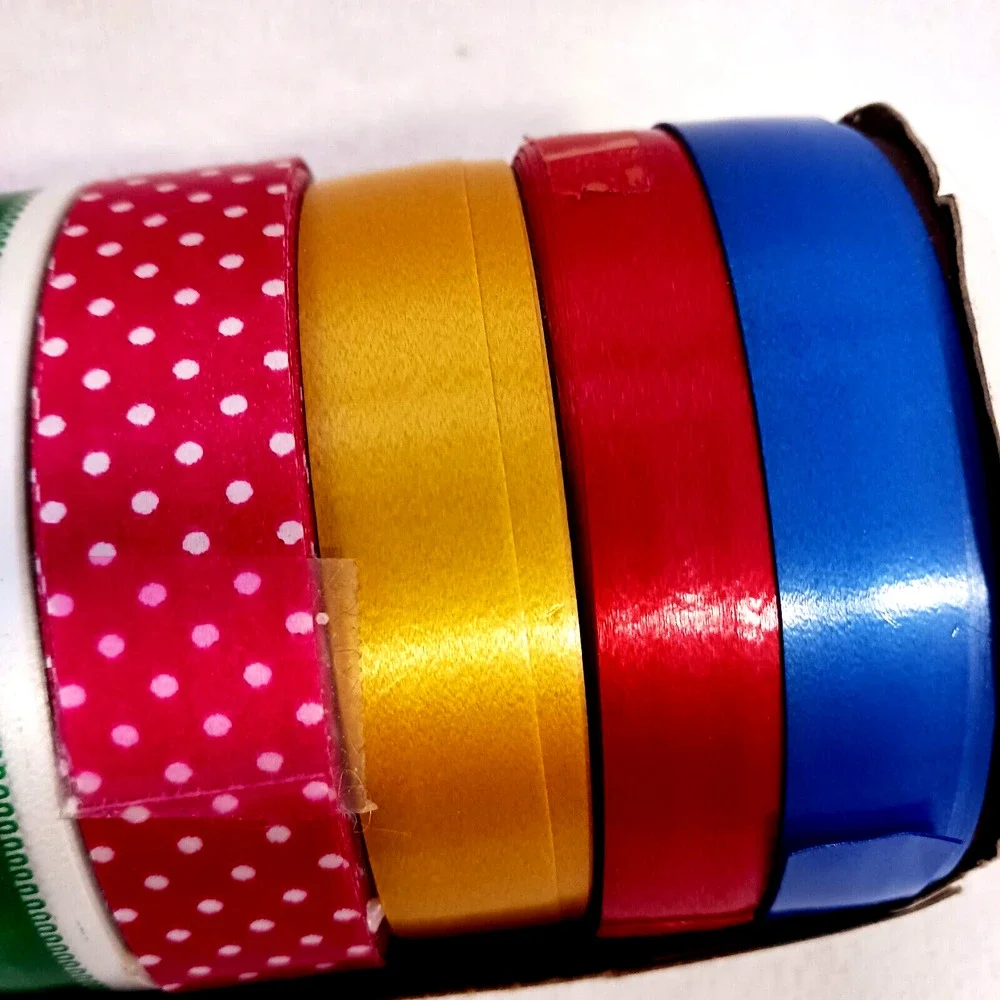 Vintage 1980s Christmas Ribbons 10 Rolls 50 Yards Gift Wrap New in Box!!